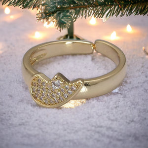 Twin Flame Heart Ring Set For Couples Matching Gold Adjustable Rings