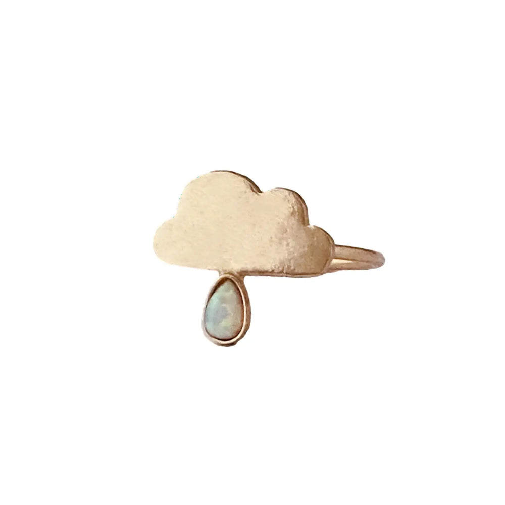 Cloud Opal Raindrop Gold Ring