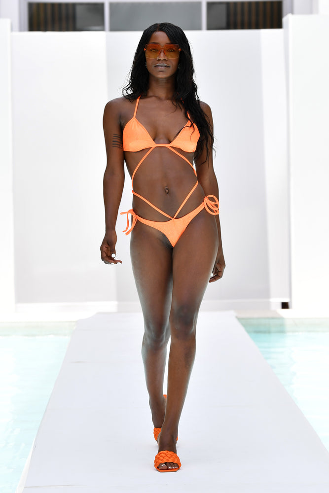 One Piece Strappy Orange String Bikini