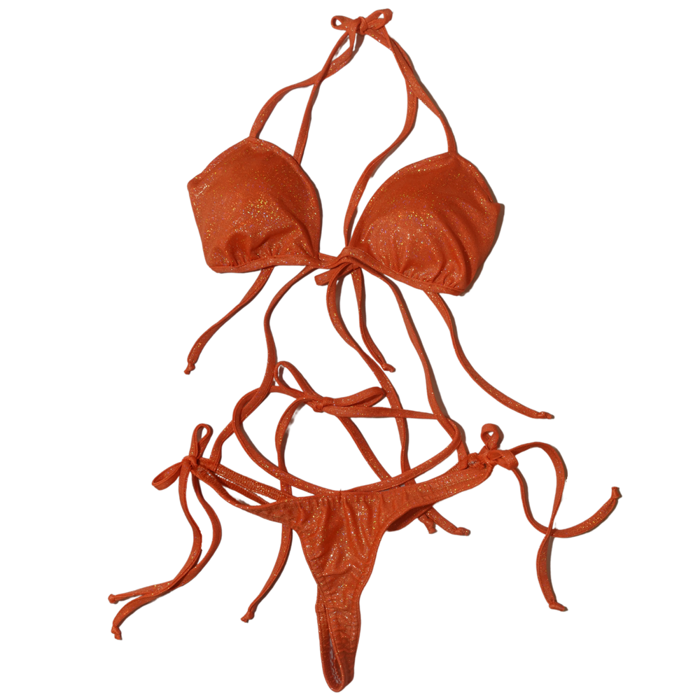 One Piece Strappy Orange String Bikini